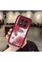 Xiaomi Redmi Note 14 Pro Plus+ 5g Compatible Beautiful Rose Pattern Burgundy Silicone Shock Protection Case