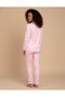 Salmon Polka Dot Patterned Women's Shirt Collar Long Sleeve Pajama Set - 2
