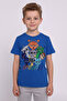 Boy's Crew Neck Relax Fit Cotton Sprunki Game Characters Printed Blue T-Shirt
