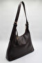 Women's Large Size Leather Charm Adjustable Shoulder Strap Hand and Shoulder Bag Bitter Brown - 3