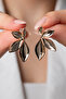 Women's Lotus Flower Model Gold Earrings / 3.5 cm - 2