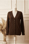 Women's Mother Dark Brown V-Neck Buttoned Knitwear Cardigan - 2