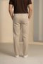 Double Pleated Cream/Beige Half Elastic Waist Quality Linen Look Baggy Trousers - 6