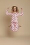 Pink Bing Bang Patterned Women's Shirt Collar Long Sleeve Pajama Set - 4