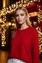 Women's Red Crew Neck Stone Embroidered Soft Textured Christmas Combination Knitwear Sweater Blouse - Women's Kaz