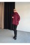 Women's Burgundy Shawl Detailed Cotton Textured Premium Cashmere Coat - 5