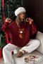 Women's Oversized Sweatshirt Dress Misha Mood Printed Burgundy – Crew Neck, 3 Thread Ş Fleece-Lined Fleece - 6
