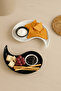 Special Design Set of 2 Black and White Ceramic Snack Sauce Breakfast Plate Presentation Set Mit1269 - 5