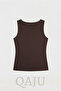Round Neck Strapless Tank Top Bady Satin Blouse with Chest Insert - Brown - 8