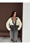 Women's Black Jean Detailed Premium Snap-Front Hooded Teddy Plush Coat - 3
