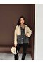 Women's Black Jean Detailed Premium Snap-Front Hooded Teddy Plush Coat