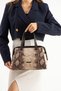 100% Genuine Leather Women's Brown Beige Patent Leather Hand and Shoulder Bag - Handmade Italian Style Crossbody Model - 2
