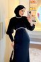 Duygu Bel Yaka Stone Evening Dress Black - 4