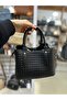 Black Women's Braided Hand and Shoulder Bag 25Yd7416 - 2