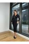 Women's Black Double-Breasted Neckline Long Sleeve Sequined Midi Length Evening Dress 8C-4377 - 3