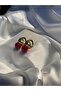 Zr Model Tattoo Goal Detail Red Ball Stone Earrings - 2