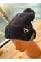 Adult Women's Heart Zircon Stone Accessory Black Beret