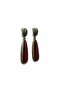 Gold Color Long Form Red Stone Earrings - 2