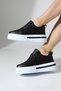 Glittery Detailed Black High White-Soled Women’s Sneakers – Comfortable and Stylish Women’s Shoes - 2