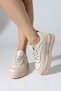 Glittery Detailed Beige High-Soled Women’s Sneakers – Comfortable and Stylish Women’s Shoes - 5
