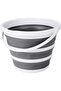 Indoor and Outdoor Collapsible Bucket with Handle, 10 Liters, 2.6 Gallons, Gray and White