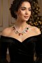 Silver Color Stone Evening Dress Necklace - 3