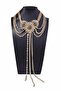 Gold Color Flower Figured Necklace - 4