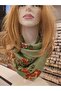 Floral Chiffon Satin Scarf - Green - 2