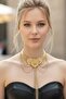 Gold Color Flower Figured Necklace - 2