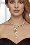 Gold Color Stone Evening Dress Necklace - 2