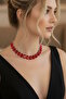 Silver Color Red Stone Evening Dress Necklace - 2