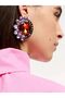 Gold-color Exaggerated Rhinestone Round Earrings Jewelry Women Party Advanced Colorful Crystal Geome - 6