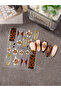 2 pcs STZ-5D137 2 pcs 5D Embossed Brown Fairy Orchid Flower Nail Stickers Golden Bronzing Lines Star - 8