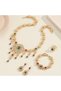 YELLOW 50cm Gold-color 5pcs/set Hollow Out Dangle Earrings + Ring + Necklace + Bracelet Bollywood Vi - 4