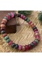 18cm Handmade Multicolor Tourmaline Bracelet For Women Men Natural Beads Stone Chain Elastic Bangle - 3