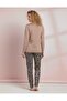 Teddy Hug Beige Long Sleeve Crew Neck Women's Pajama Set - 4