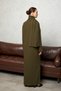 Scarf-Detail Soft Knitted Tricot Dress Khaki - 6