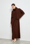Scarf Detail Soft Knitted Tricot Dress Brown - 4
