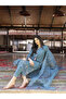 Women Blue Viscose Kurta with Pants and Dupatta Set - 4