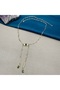 Gold Color Stone Paperclip Chain Dangle Long Necklace - 6