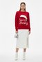 Women's Red Crew Neck Soft Textured Christmas Combination Christmas Knitwear Sweater Blouse - Women's Sweater - 2