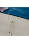 Gold Color Stone Paperclip Chain Dangle Long Necklace - 8