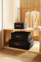 Set of 3 Black Jute Underbed Cushion Quilt Sweater Storage Bag