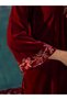 Women Velvet Look Embroidered Tunic and Pants Co-Ords - 6