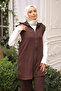 Brown Corded Fabric Vest Tunic Trouser Three Piece Suit - 6