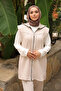 Beige Corded Fabric Vest Tunic Trouser Three Piece Set - 5