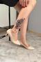 Women's Sity Beige Patent Leather 6 cm Thin Heeled Stiletto - 4