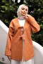 Camel Tie-Front Boucle Kimono Jacket