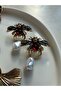 Stone Detailed Bee Shaped Pearl Steel Earrings - 3