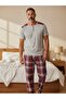100% Cotton Soft Textured Short Sleeve Cotton Summer Men's Pajama Set Elitol 9801 - 2